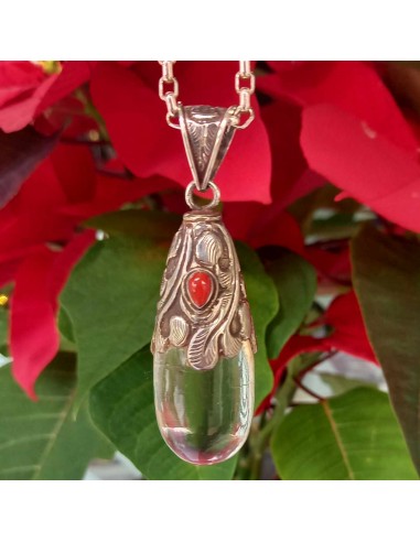 Pendentif Cristal, Corail & Argent suggérées chez