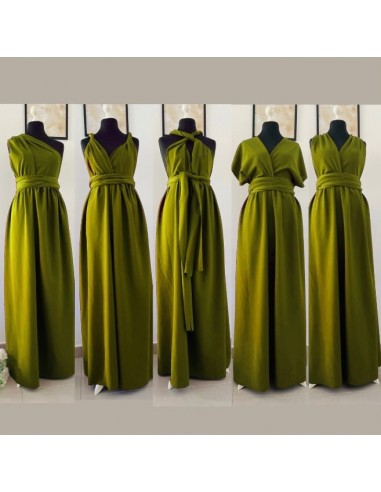 Robe invitée mariage vert kaki paiement sécurisé