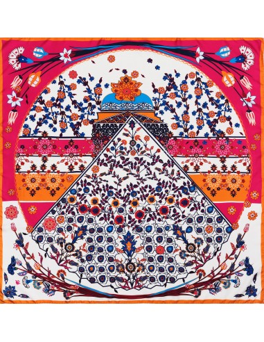 SILK SQUARE SCARF 90 - IZNIK PINK livraison gratuite