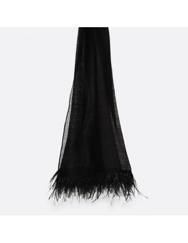 WOOL SILK STOLE - LYRIC BLACK la livraison gratuite